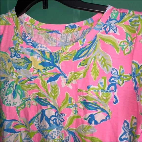LILLY PULITZER 💯 Pima Cotton Floral Pink Short Sleeve Dress Sz small - Picture 6 of 7